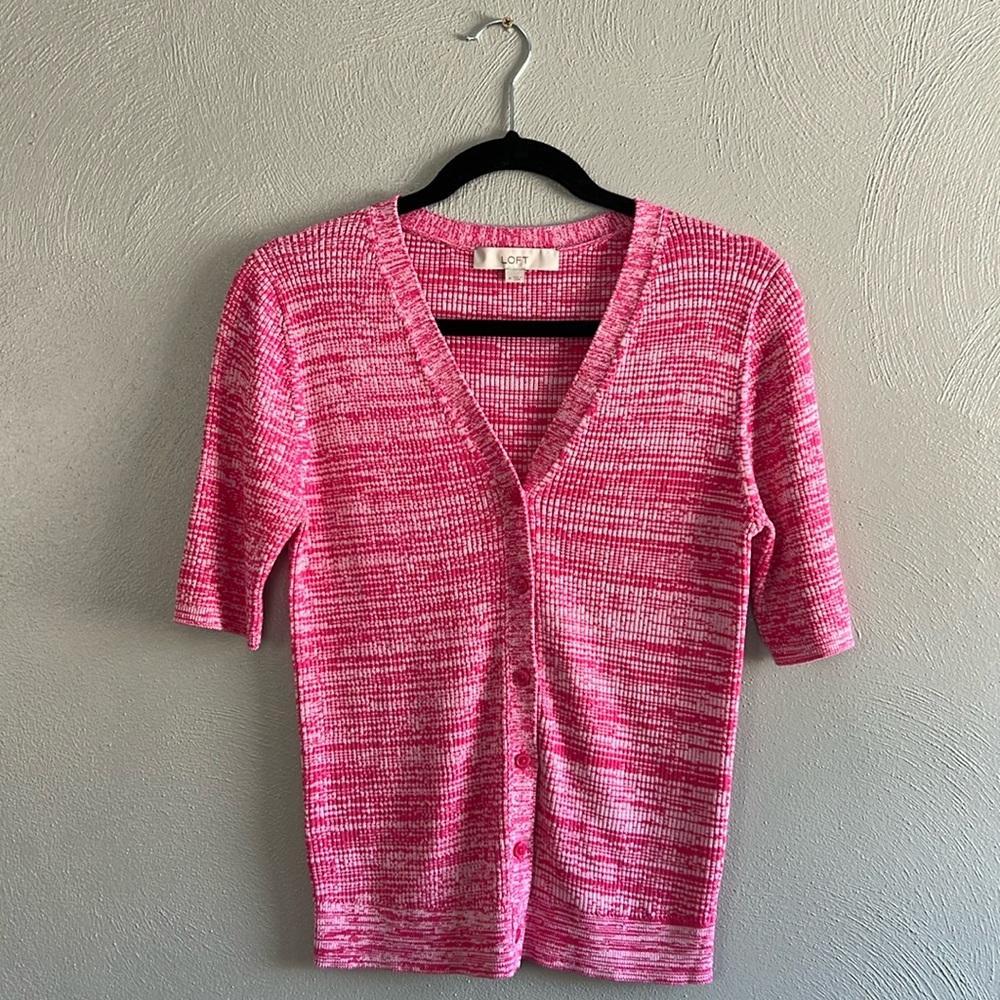 Hot pink short sleeve cardigan